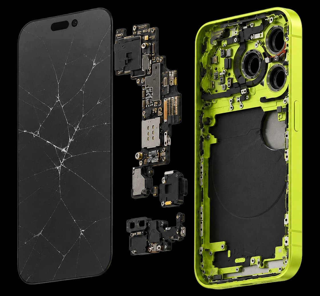 Technicien Clik Clak Repair effectuant une réparation de smartphone à Lausanne